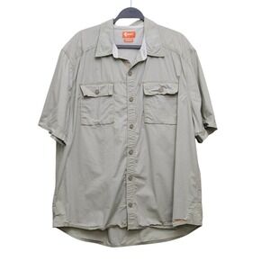 Crocs Button Down Shirt Mens XL Sage Green Short Sleeve Utility Fishing Top